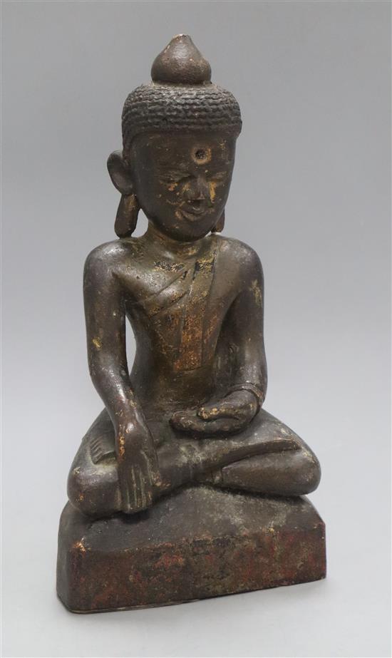 A Burmese lacquered wood figure of a Buddha height 29cm